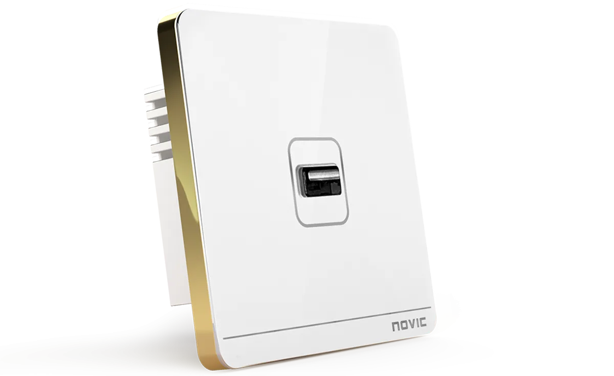 سوکت-USB-سفید-طلایی-–-سری-آیریک سوکت USB آیریک - Image 1